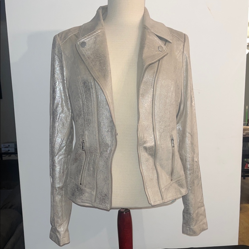CHARLIE B Silver Leather Jacket